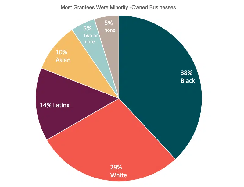 Most grantees were minority owned business pie graph 